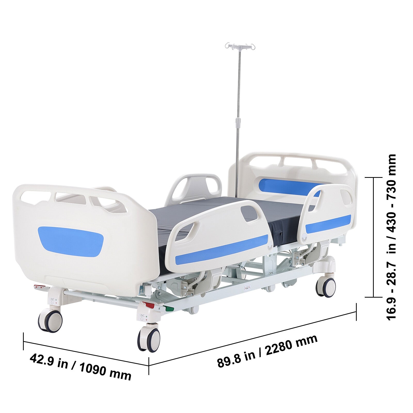 Premium 5 Function Full Electric Hospital Bed ICU Medical Bed 550LBS Loads