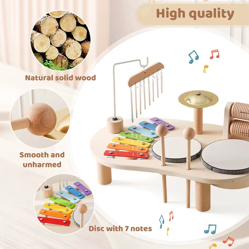 Baby Educational Toys Wooden Aeolian Bells Montessori Children'S Musical Toys Xylophone Newborn Birthday Gifts Music Table Toys
