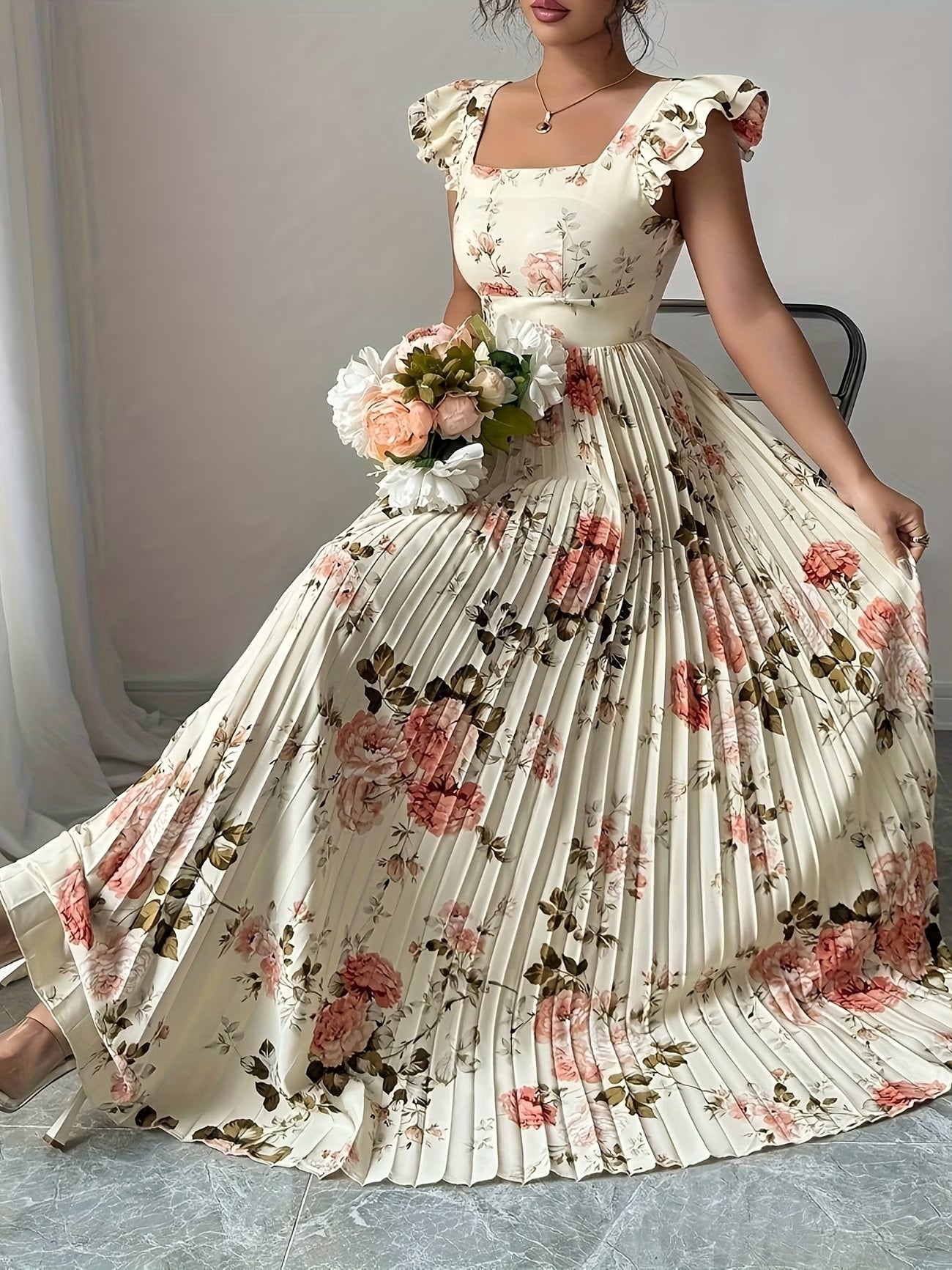 Women'S Elegant Floral Dress
