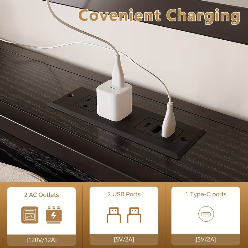 Twin Bed Frame with Storage Headboard & 4-Drawer Platform Bed