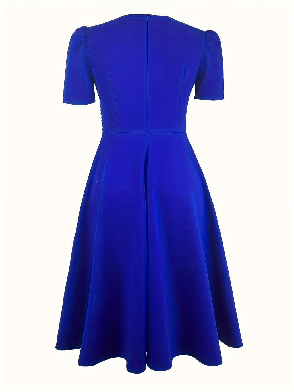 Elegant Solid Color Flared Dress