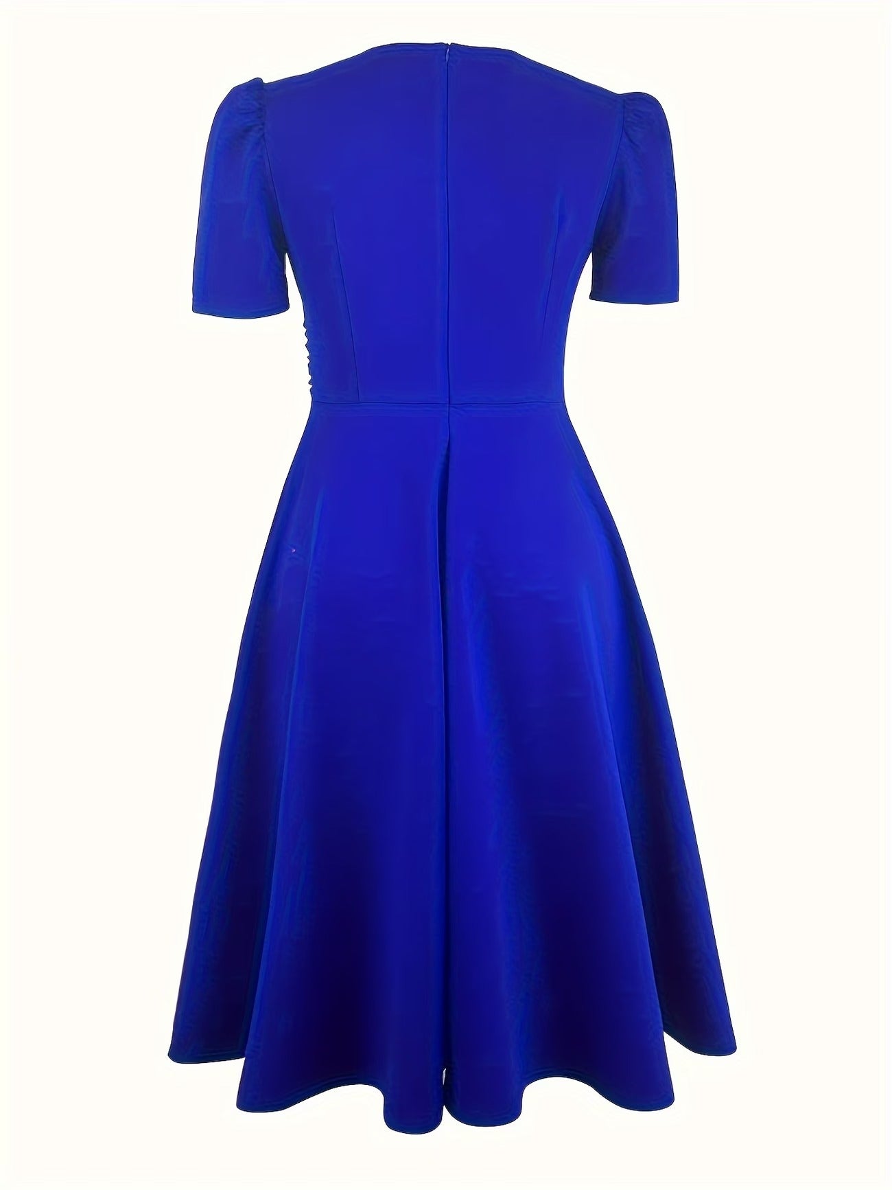 Elegant Solid Color Flared Dress