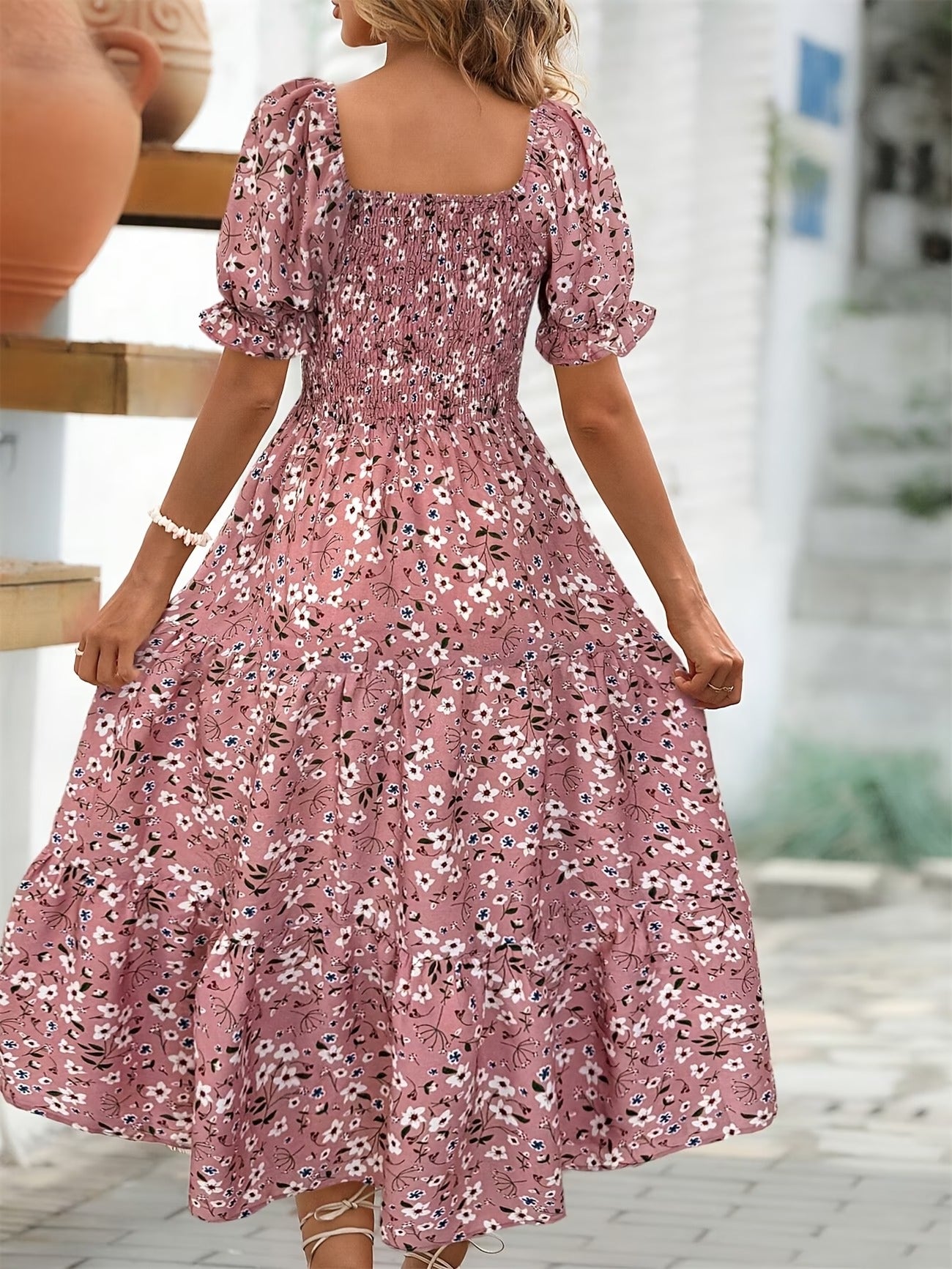 Elegant Floral Print Midi Dress