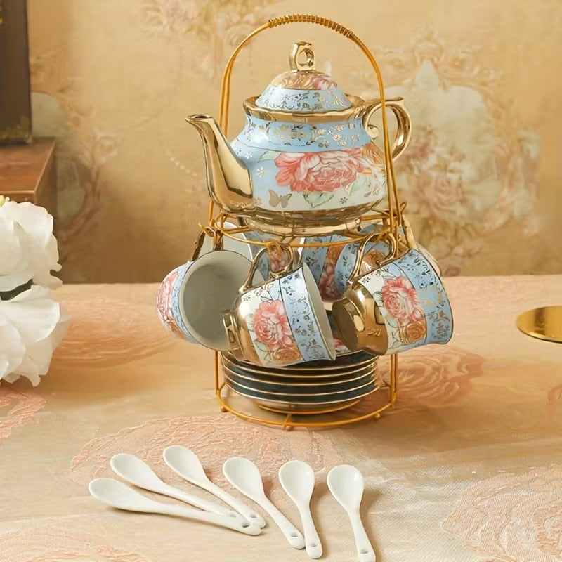 Elegant Floral Ceramic Tea Set