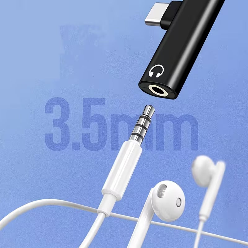 2-in-1 USB C to 3.5mm Headphone Jack and Charger Adapter Type-C